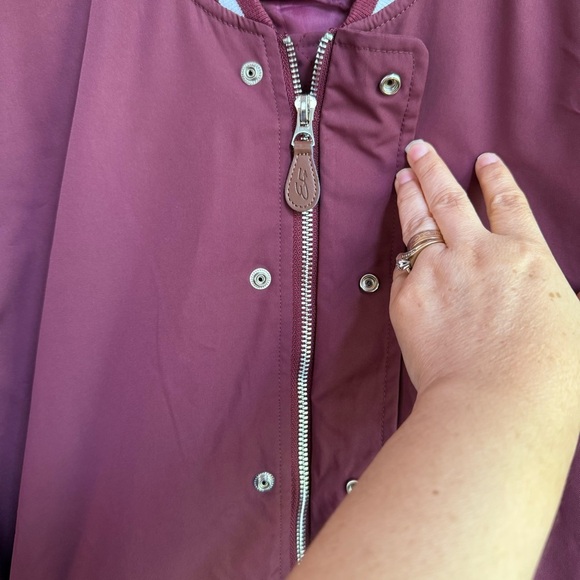 Ever Forward Burgundy Varsity Bomber Jacket with Ribbed Collar Premium Size L - Picture 7 of 9